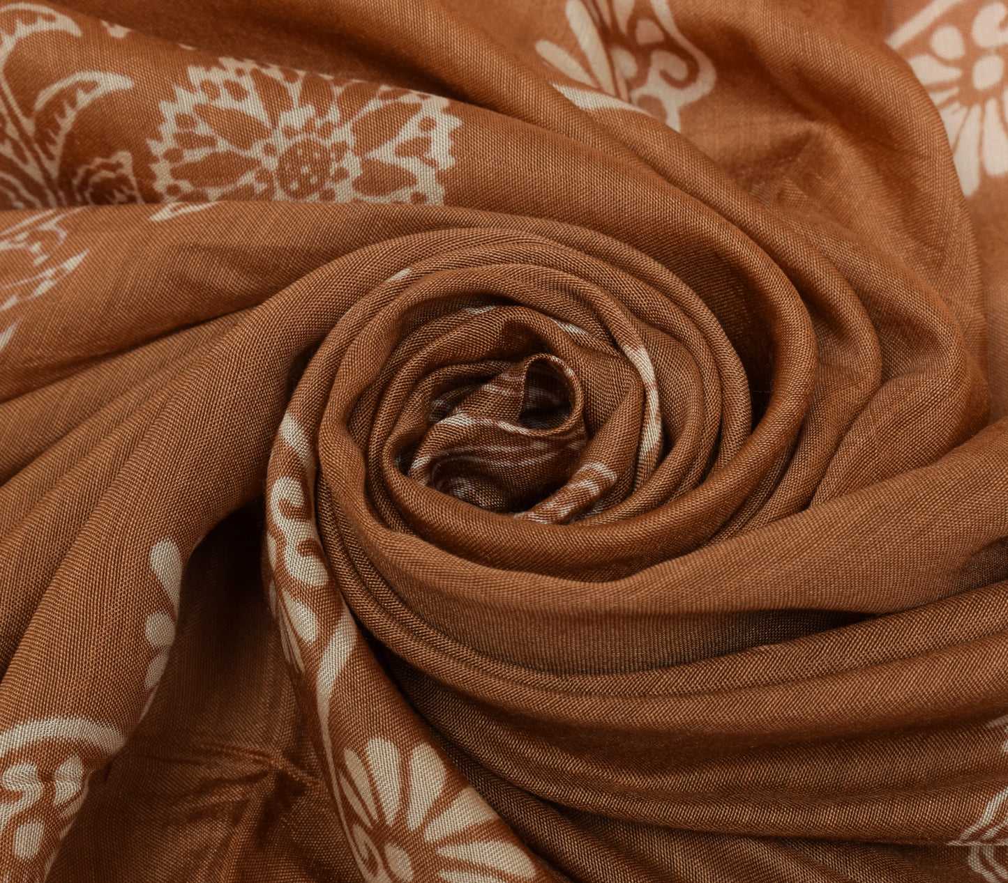 Sushila Vintage Indian Brown Dupatta Blend Silk Printed Long Stole Hijab Scarves