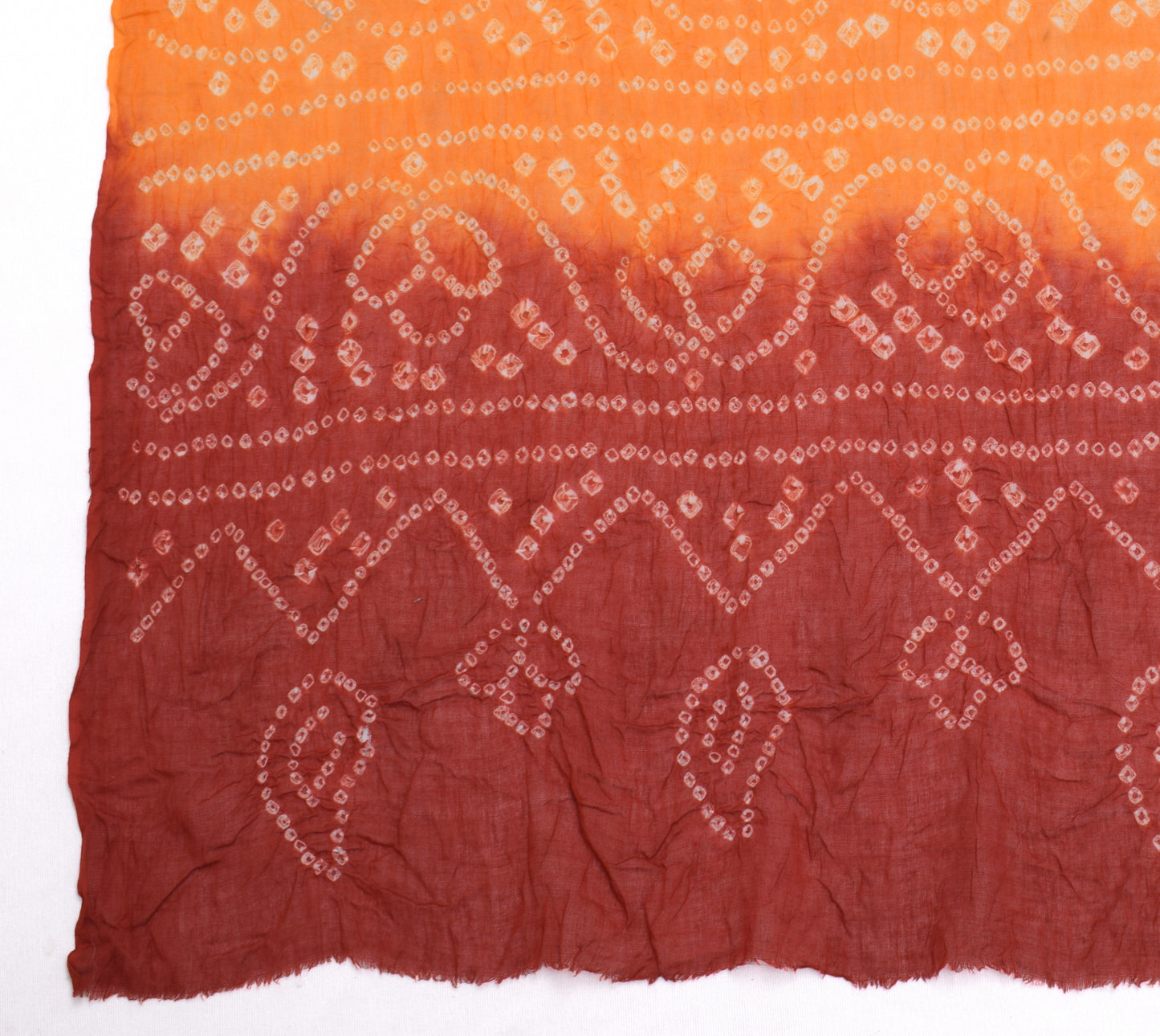 Sushila Vintage Orange Dupatta 100% Pure Cotton Bandhani Printed Long Stole Wrap