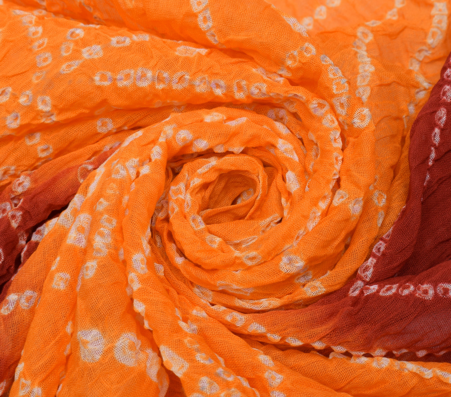 Sushila Vintage Orange Dupatta 100% Pure Cotton Bandhani Printed Long Stole Wrap
