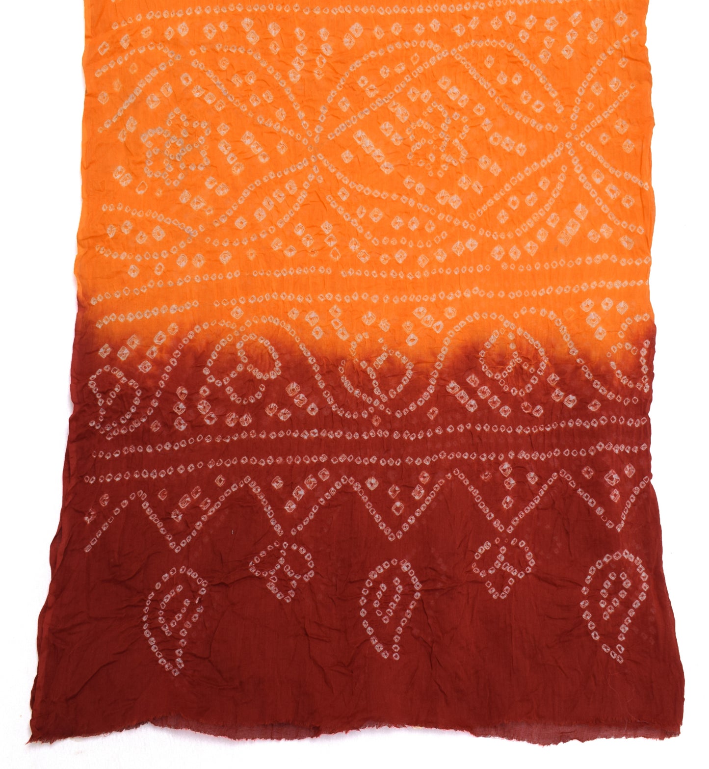 Sushila Vintage Orange Dupatta 100% Pure Cotton Bandhani Printed Long Stole Wrap