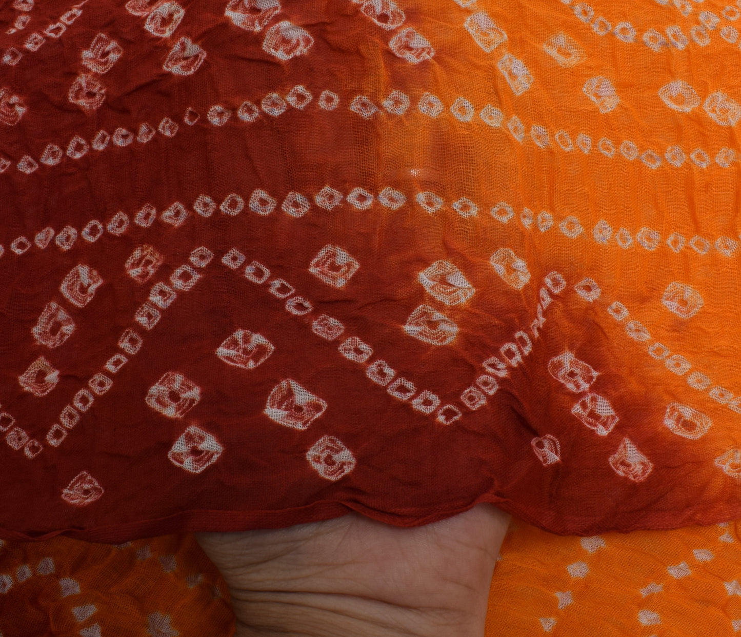 Sushila Vintage Orange Dupatta 100% Pure Cotton Bandhani Printed Long Stole Wrap