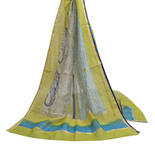 Sushila Vintage Cream Dupatta 100% Pure Cotton Printed Long Stole Veil Hijab