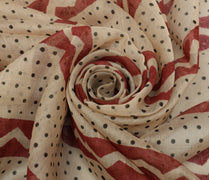Sushila Vintage Light Brown Dupatta 100% Pure Cotton Printed Long Stole Hijab