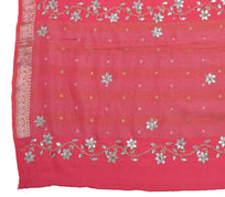 Sushila Vintage Pink Dupatta Pure Georgette Silk Hand Beaded Long Stole Veil