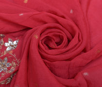 Sushila Vintage Pink Dupatta Pure Georgette Silk Hand Beaded Long Stole Veil