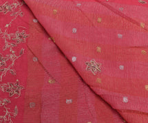 Sushila Vintage Pink Dupatta Pure Georgette Silk Hand Beaded Long Stole Veil