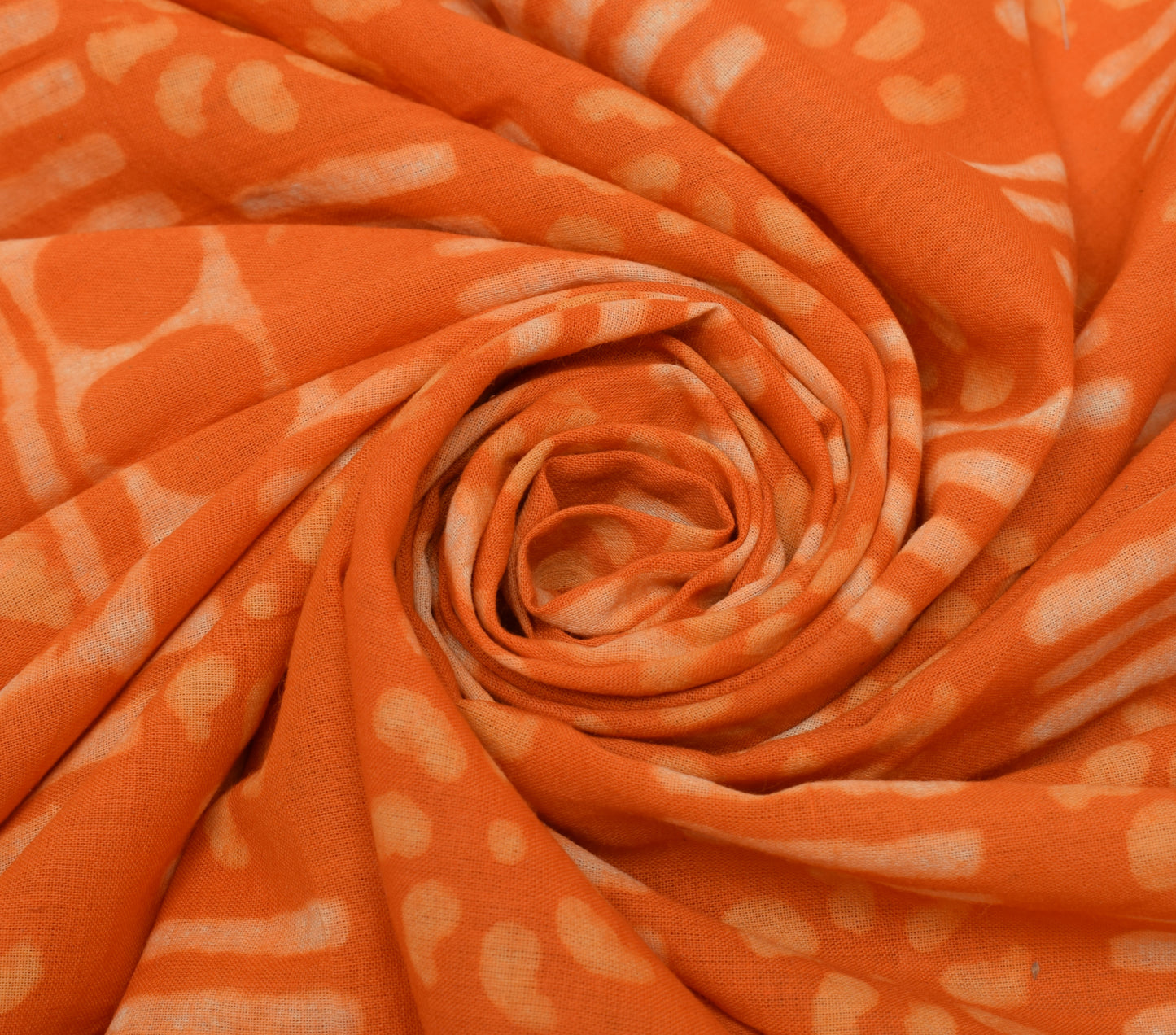 Sushila Vintage Orange Indian Dupatta 100% Pure Cotton Printed Long Stole Veil