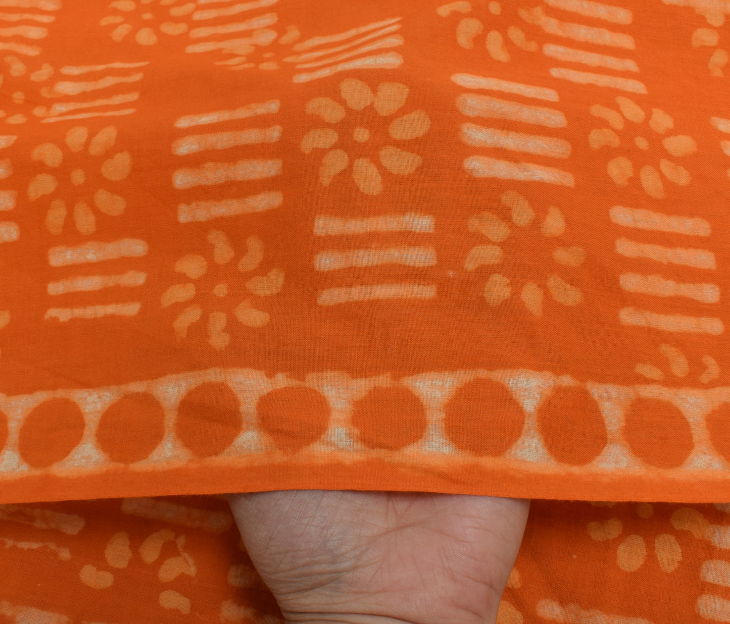 Sushila Vintage Orange Indian Dupatta 100% Pure Cotton Printed Long Stole Veil