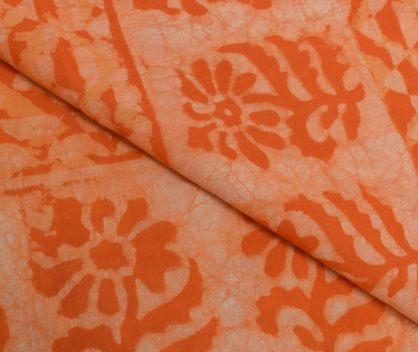 Sushila Vintage Orange Indian Dupatta 100% Pure Cotton Printed Long Stole Veil