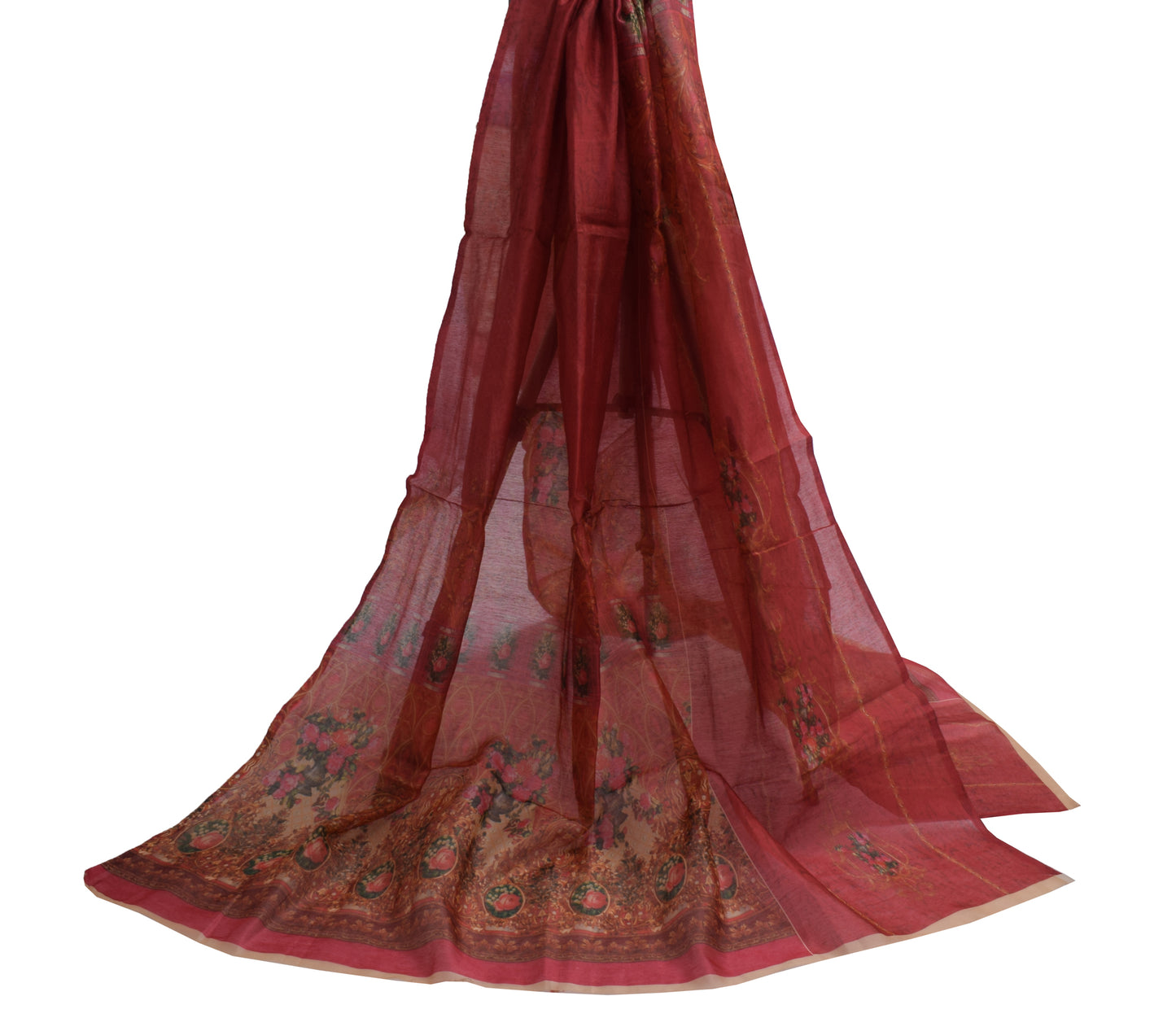 Sushila Vintage Indian Dupatta Blend Silk Printed Long Stole Veil Scarves