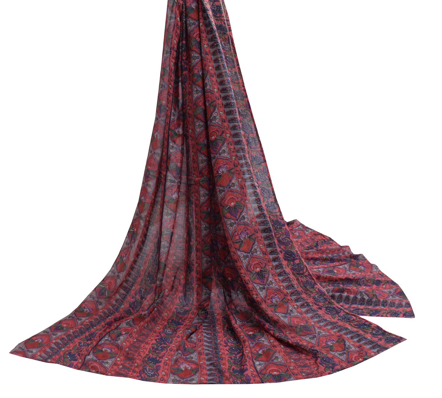 Sushila Vintage Indian Dupatta 100% Pure Cotton Printed Long Stole Veil Hijab