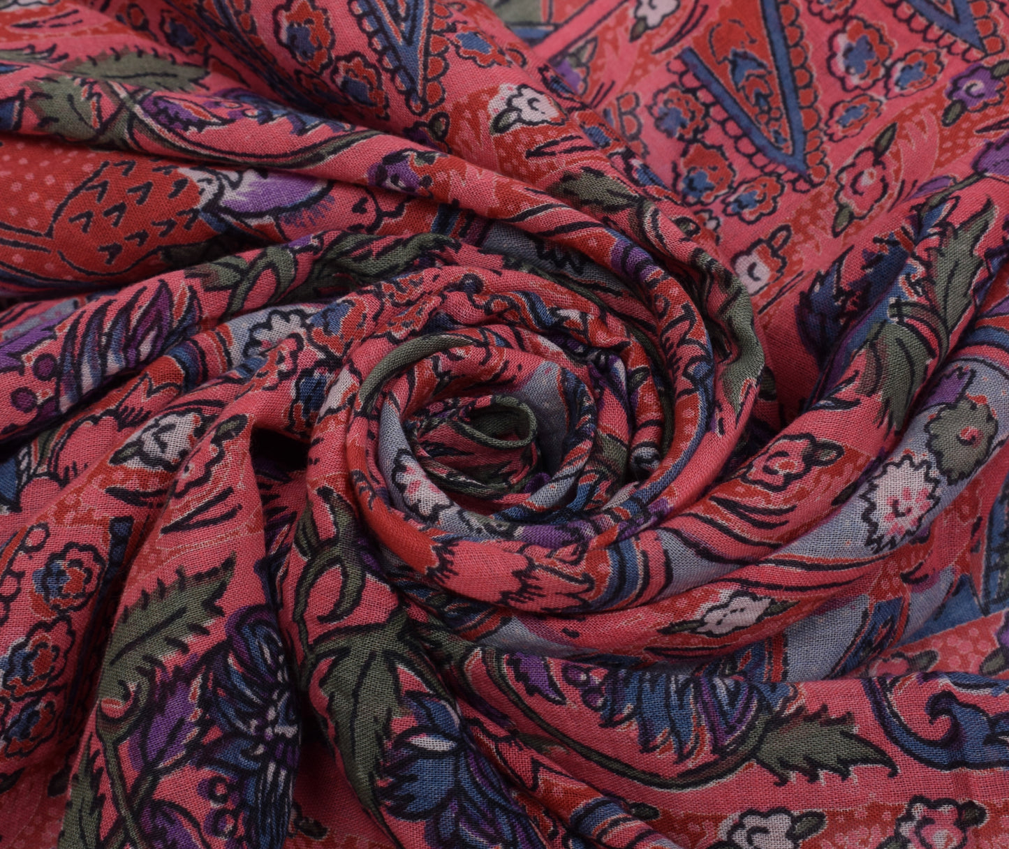Sushila Vintage Indian Dupatta 100% Pure Cotton Printed Long Stole Veil Hijab