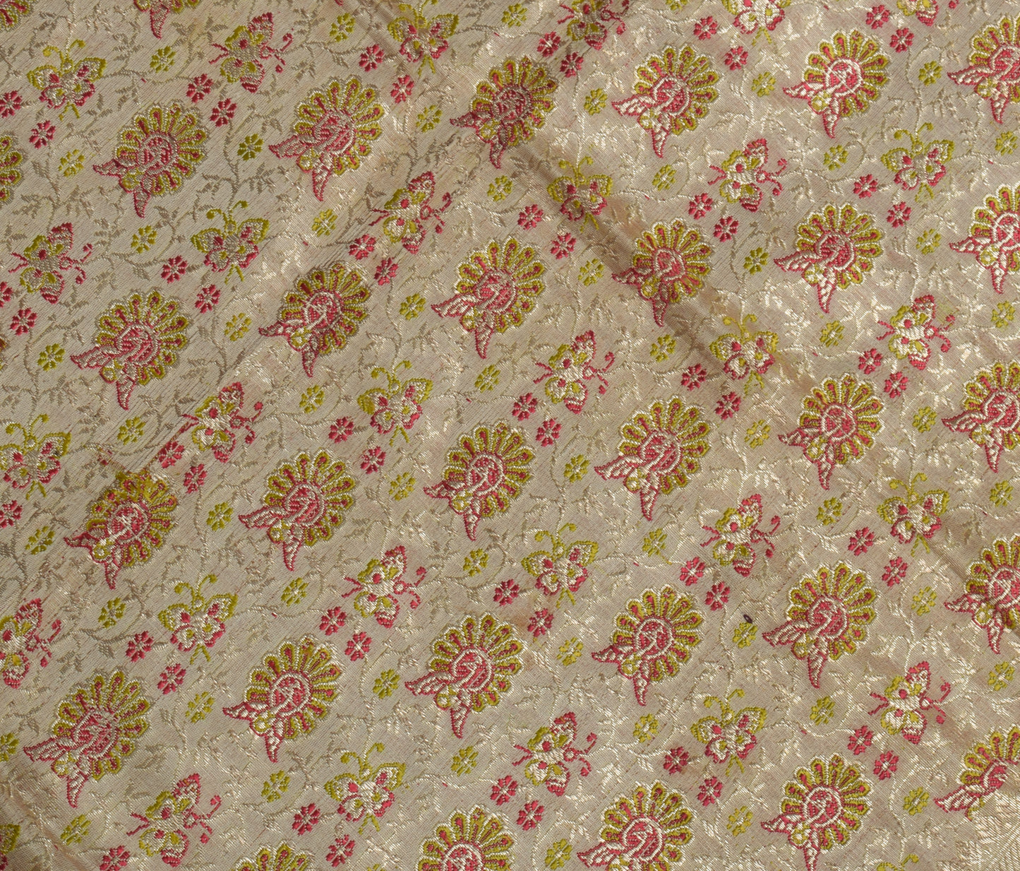 Sushila Vintage Cream Dupatta Pure Satin Silk Woven Long Stole Wrap Scarves Veil