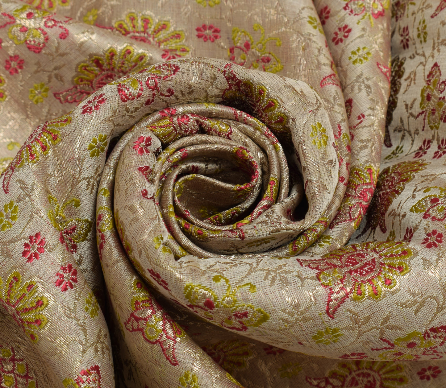 Sushila Vintage Cream Dupatta Pure Satin Silk Woven Long Stole Wrap Scarves Veil