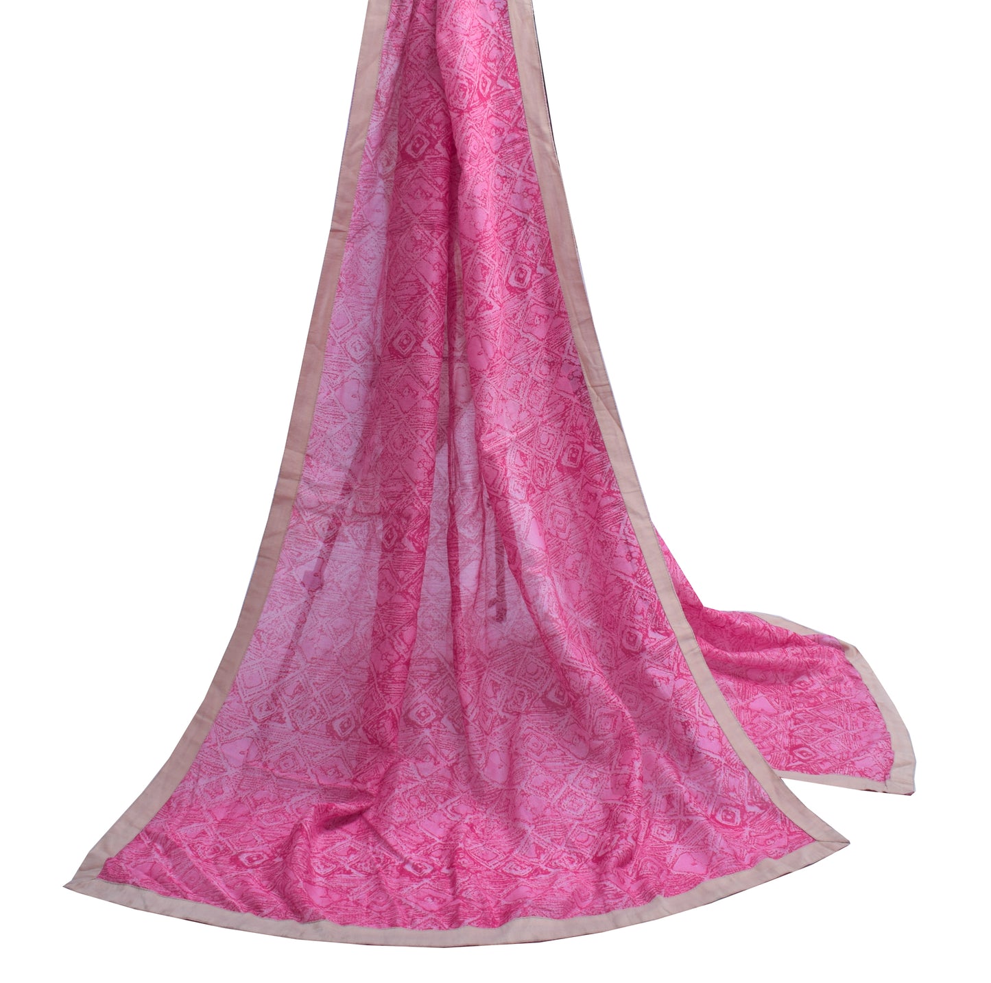 Sushila Vintage Pink Dupatta 100% Pure Cotton Printed Long Stole Veil Hijab