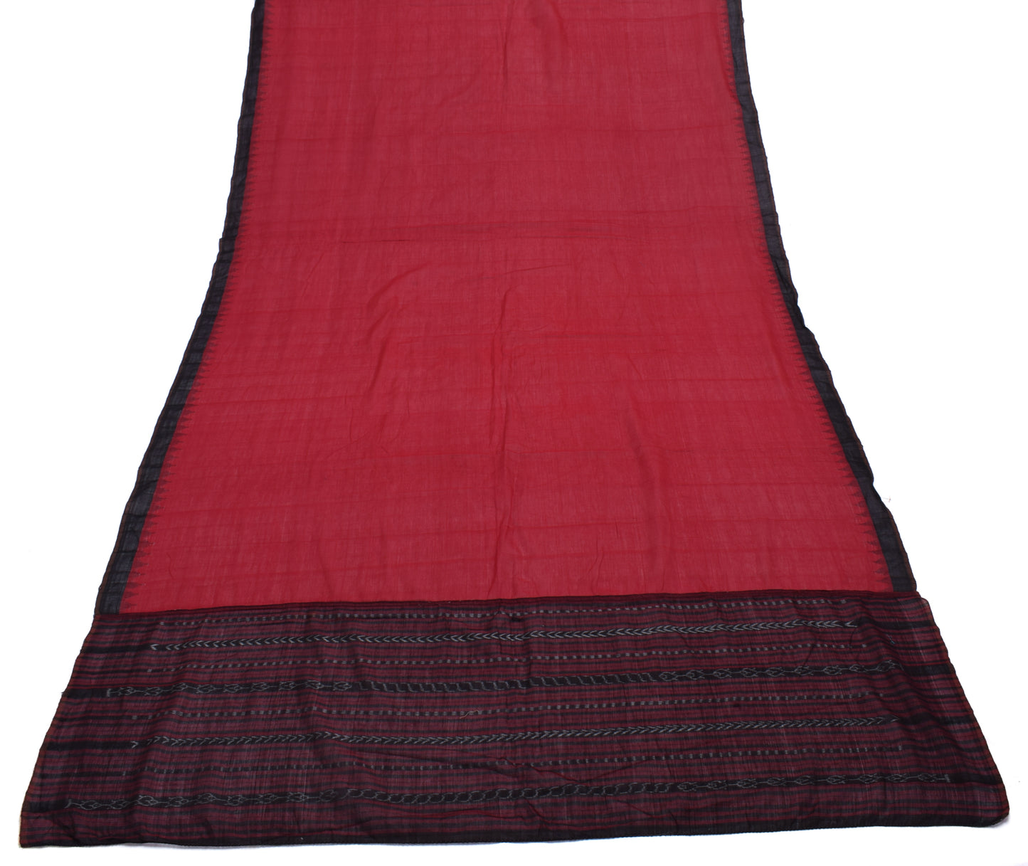 Sushila Vintage Indian Red Dupatta 100% Pure Cotton Woven Patola Long Stole