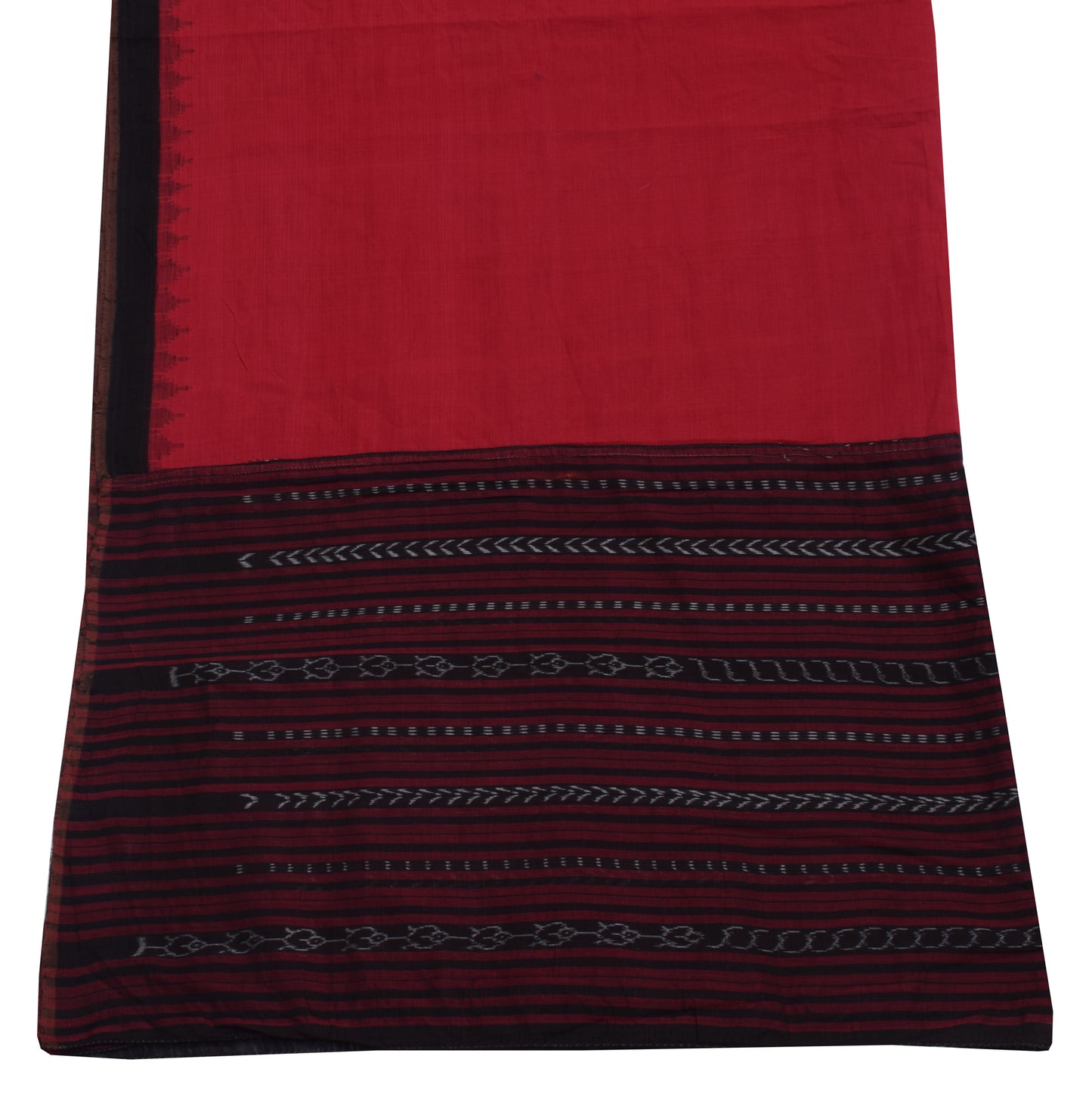 Sushila Vintage Indian Red Dupatta 100% Pure Cotton Woven Patola Long Stole