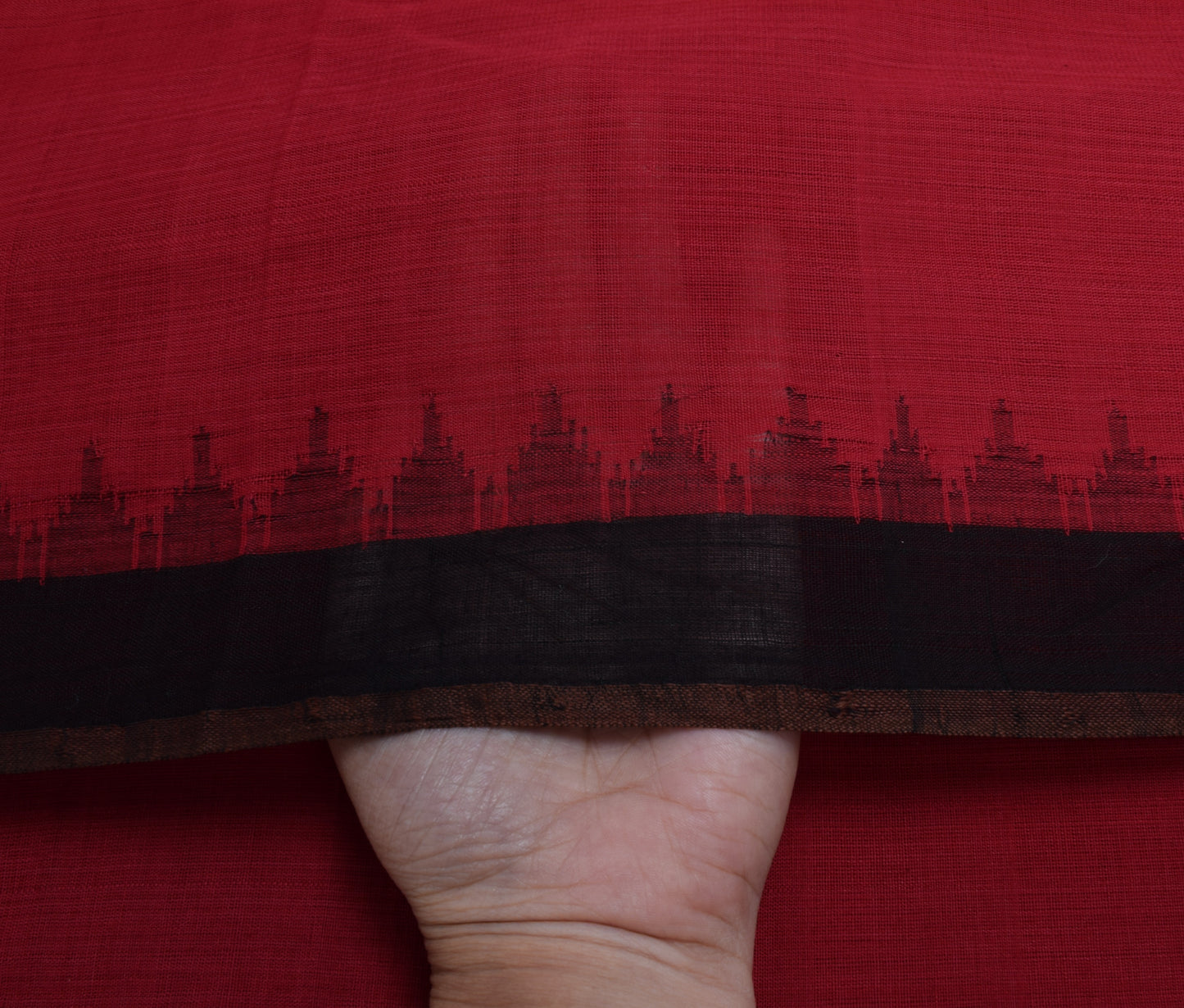 Sushila Vintage Indian Red Dupatta 100% Pure Cotton Woven Patola Long Stole
