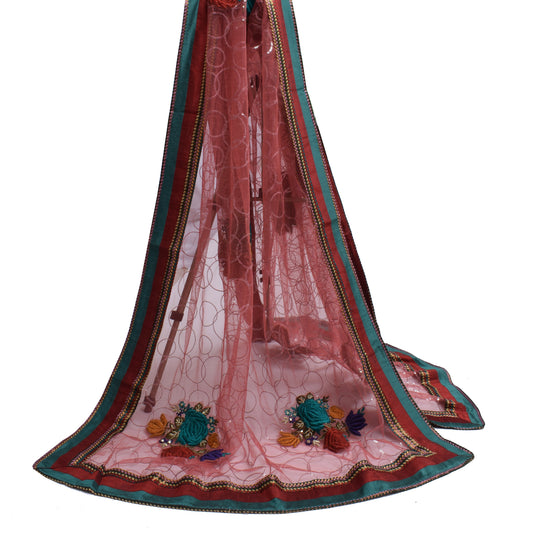 Sushila Vintage Indian Dupatta Net Mesh Sequins Work Long Stole Wrap Sacrves