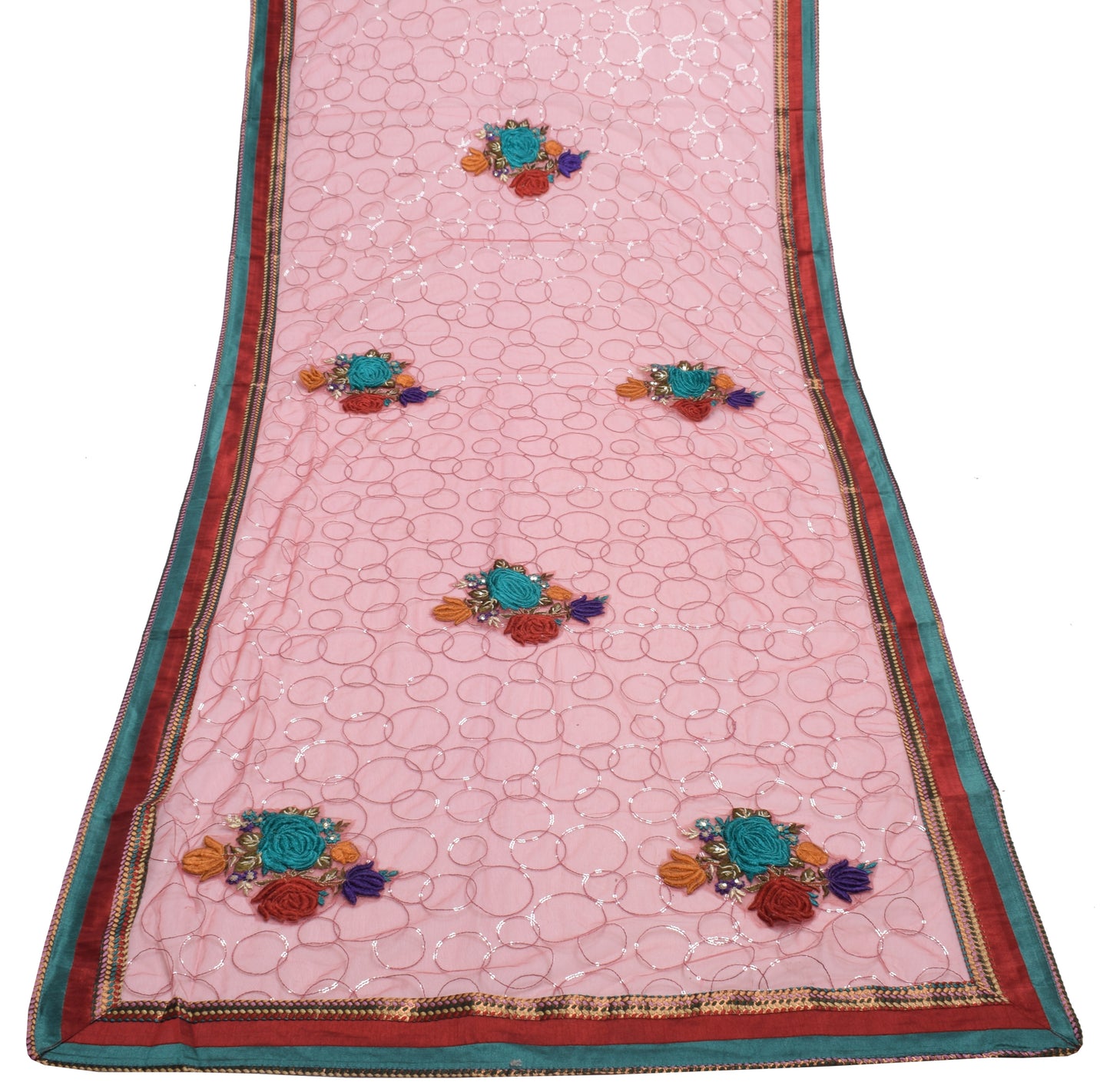 Sushila Vintage Indian Dupatta Net Mesh Sequins Work Long Stole Wrap Sacrves