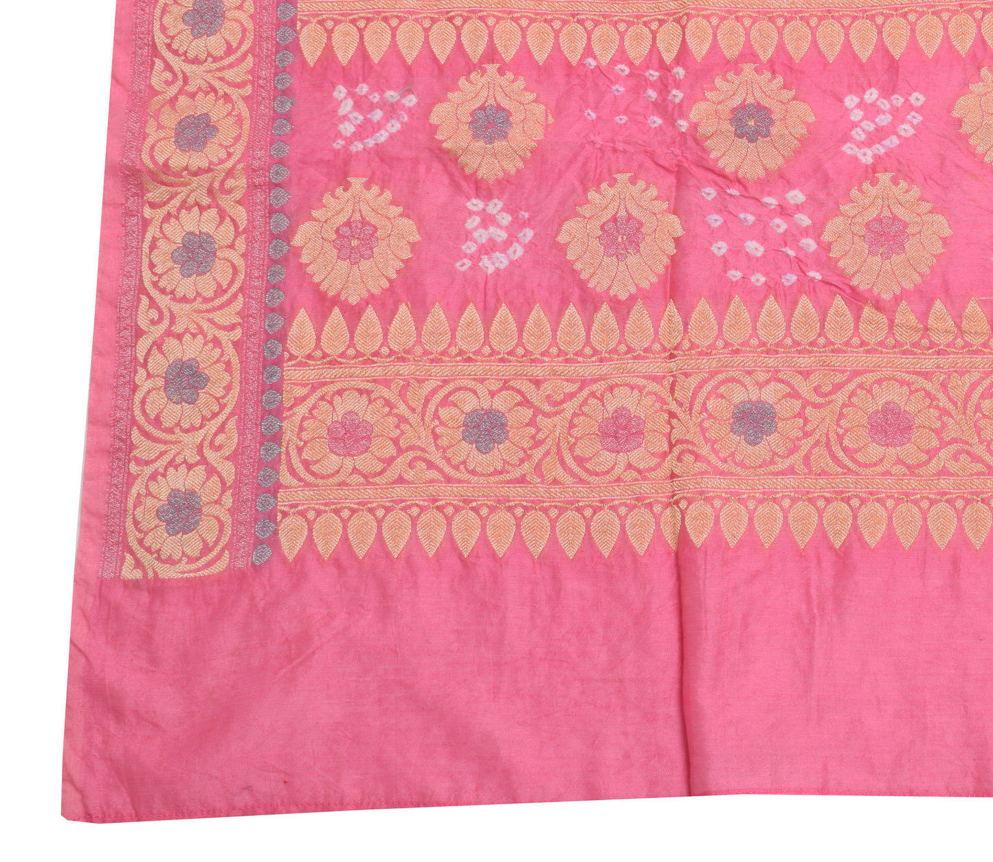 Sushila Vintage Pink Dupatta Blend Cotton Bandhani Printed & Woven Long Stole