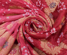 Sushila Vintage Pink Dupatta Blend Cotton Bandhani Printed & Woven Long Stole