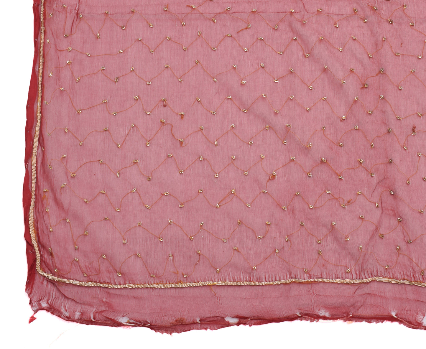 Sushila Vintage Maroon Dupatta Pure Chiffon Silk Hand Beaded Long Stole Hijab