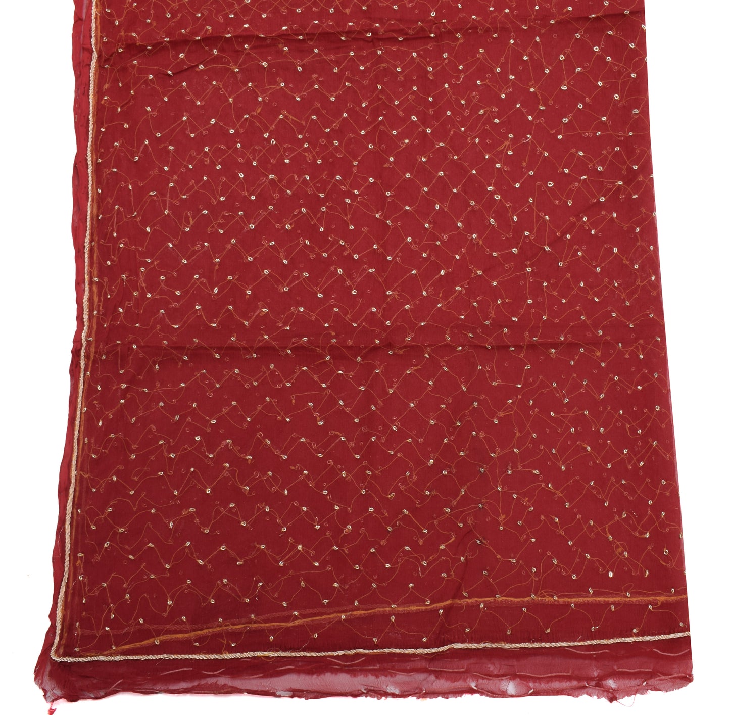 Sushila Vintage Maroon Dupatta Pure Chiffon Silk Hand Beaded Long Stole Hijab