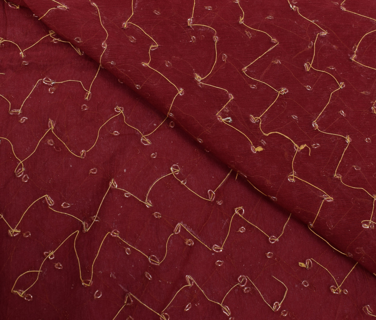 Sushila Vintage Maroon Dupatta Pure Chiffon Silk Hand Beaded Long Stole Hijab
