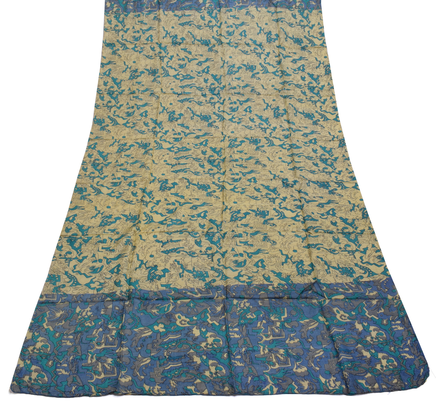 Sushila Vintage Indian Cream Dupatta 100% Pure Silk Printed Long Stole Hijab