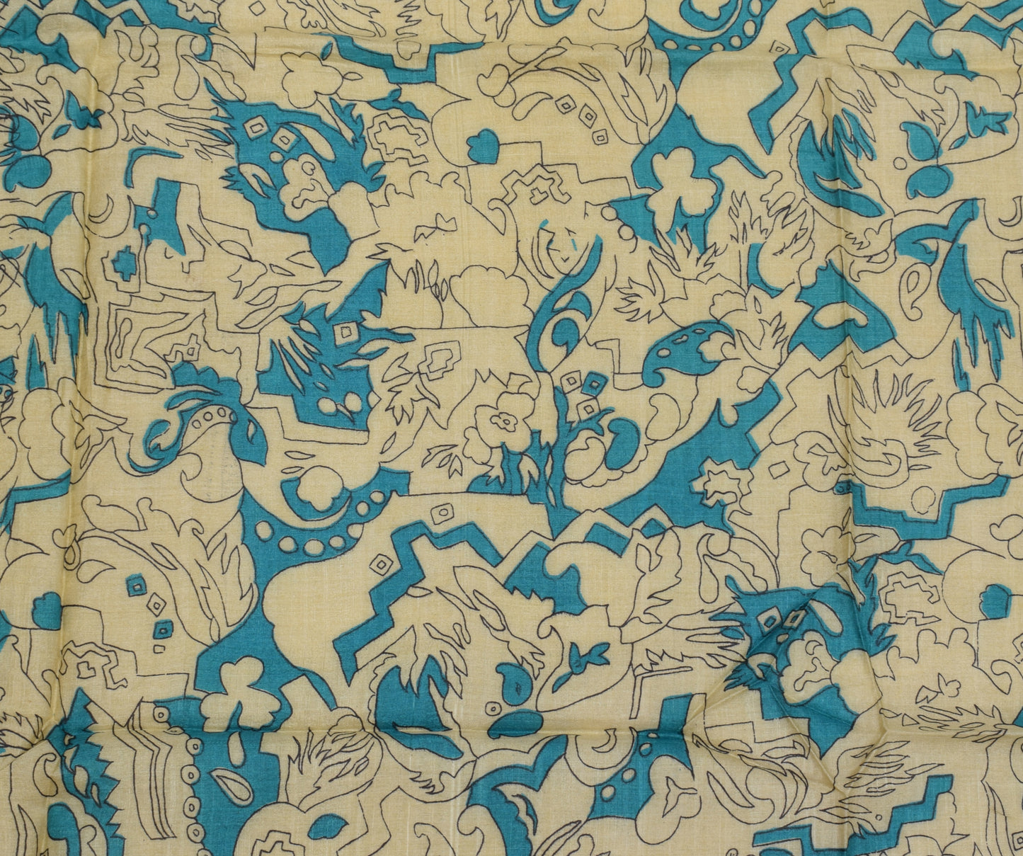 Sushila Vintage Indian Cream Dupatta 100% Pure Silk Printed Long Stole Hijab