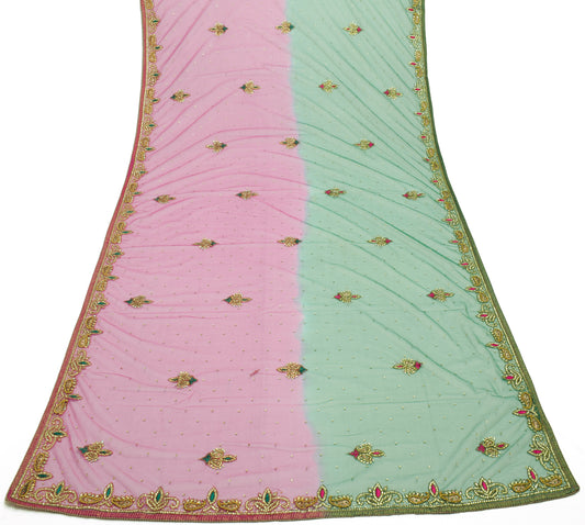 Sushila Vintage Indian Dupatta Net Mesh Embroidered Long Stole Scarves Veil