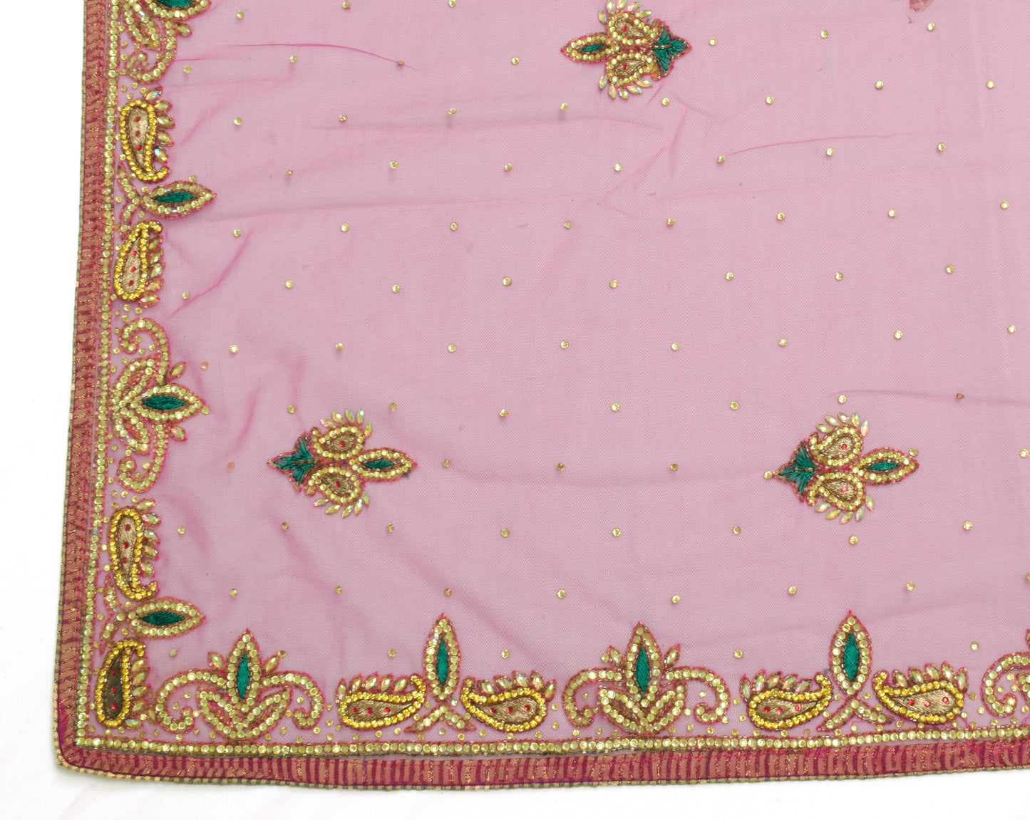 Sushila Vintage Indian Dupatta Net Mesh Embroidered Long Stole Scarves Veil