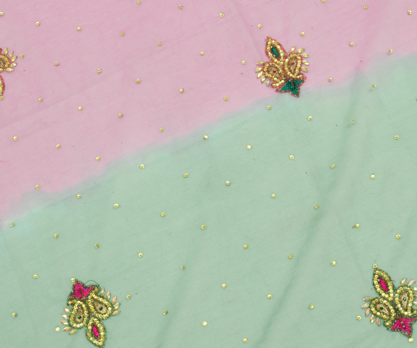 Sushila Vintage Indian Dupatta Net Mesh Embroidered Long Stole Scarves Veil