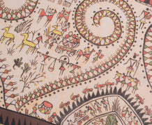 Sushila Vintage Indian Cream Dupatta Pure Georgette Silk Printed Long Stole