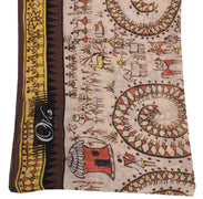Sushila Vintage Indian Cream Dupatta Pure Georgette Silk Printed Long Stole