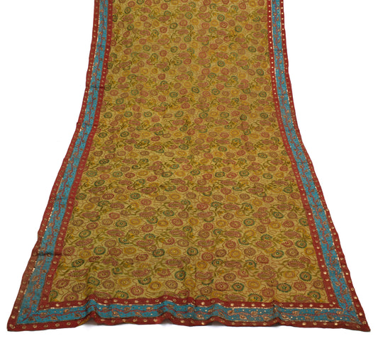 Sushila Vintage Green Dupatta Pure Georgette Silk Embroidered Long Stole Scarves