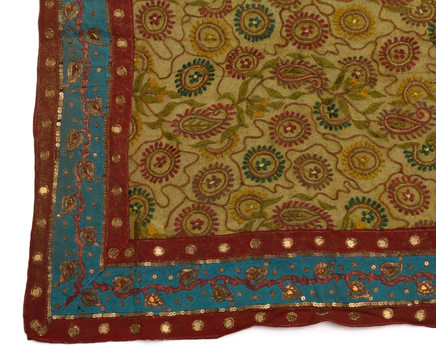 Sushila Vintage Green Dupatta Pure Georgette Silk Embroidered Long Stole Scarves