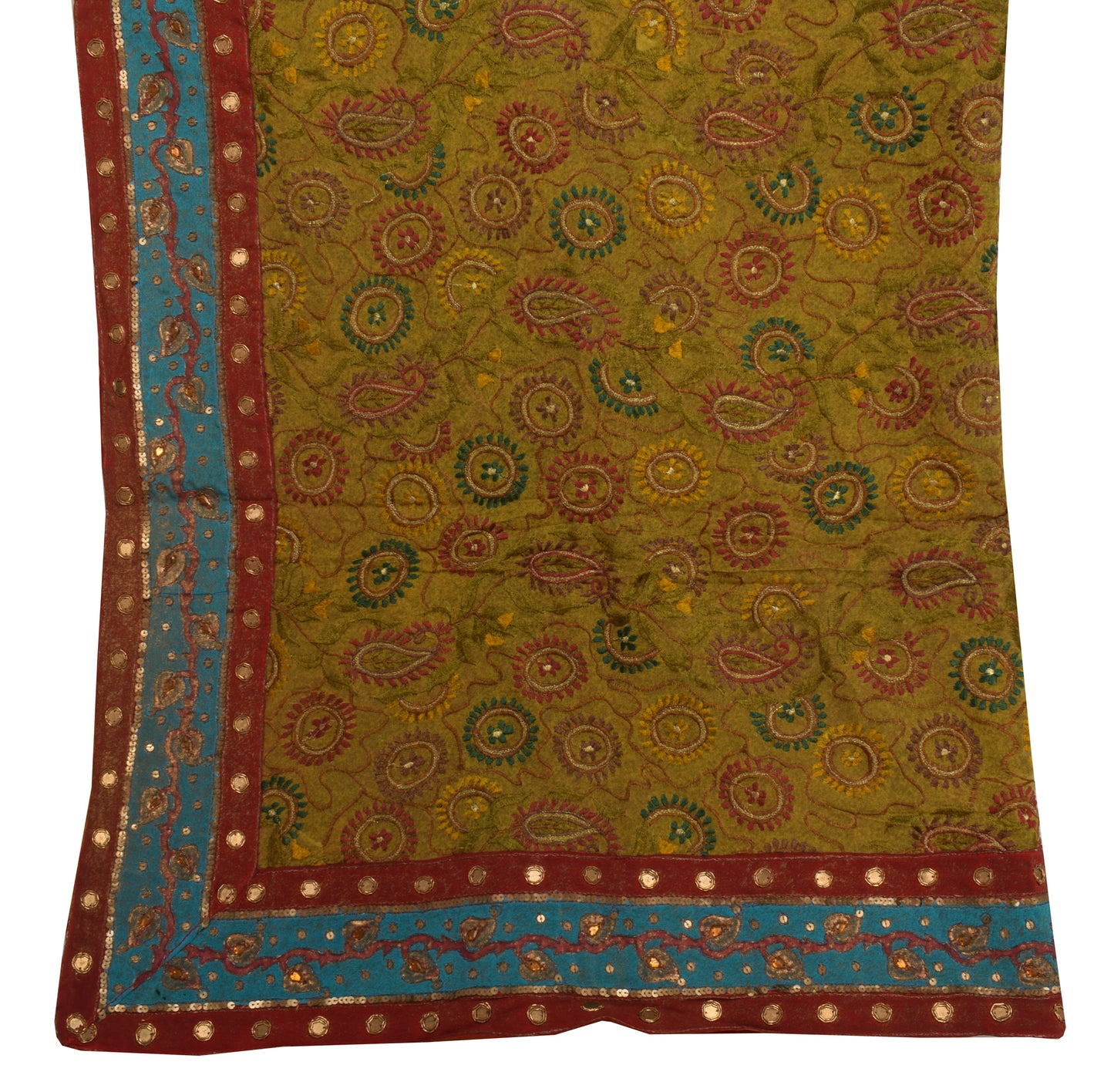 Sushila Vintage Green Dupatta Pure Georgette Silk Embroidered Long Stole Scarves