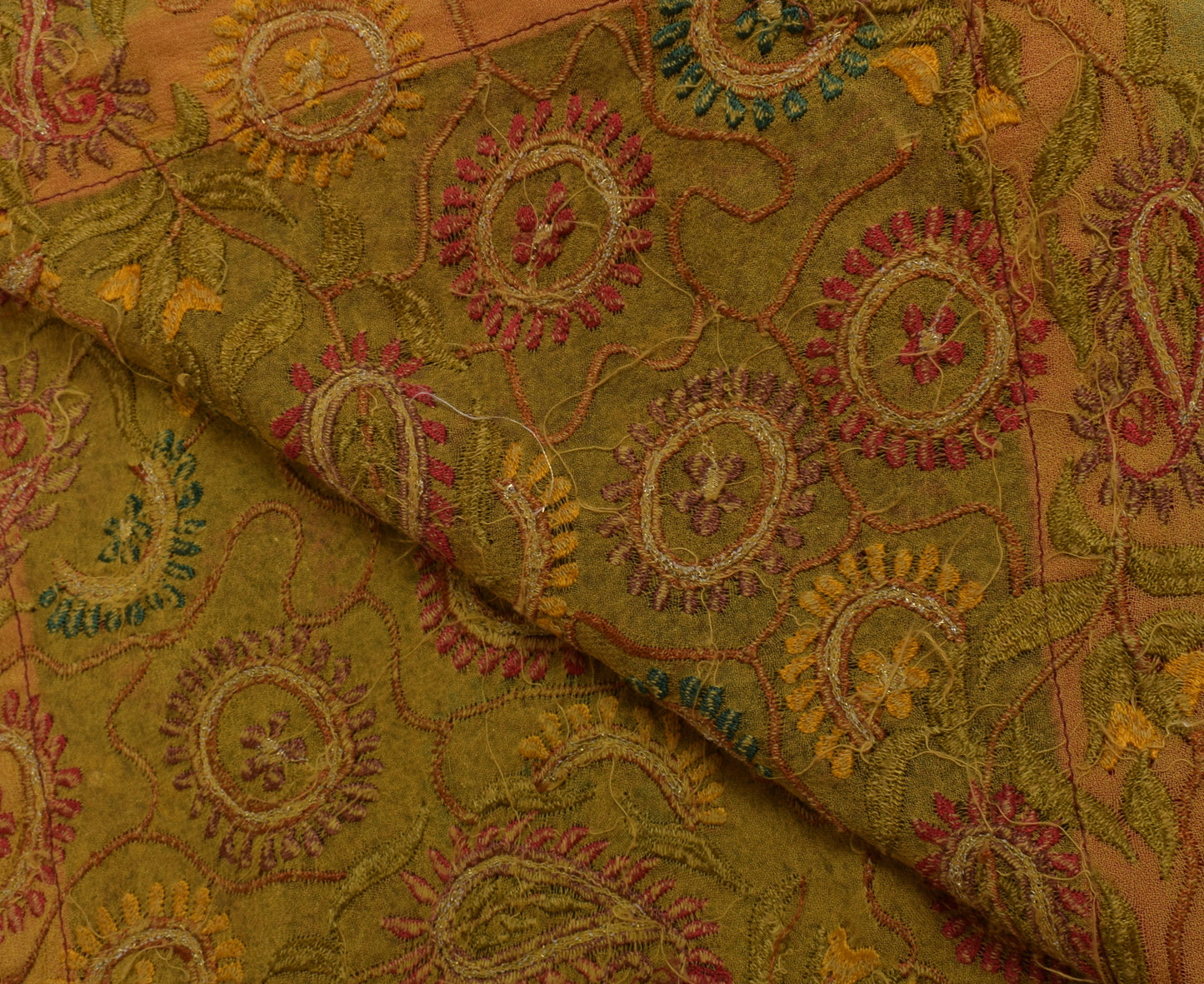 Sushila Vintage Green Dupatta Pure Georgette Silk Embroidered Long Stole Scarves