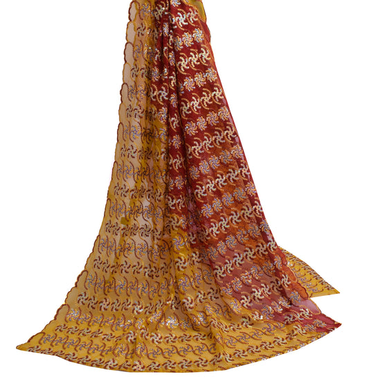 Sushila Vintage Indian Dupatta Blend Georgette Silk Hand Beaded Long Stole Veil