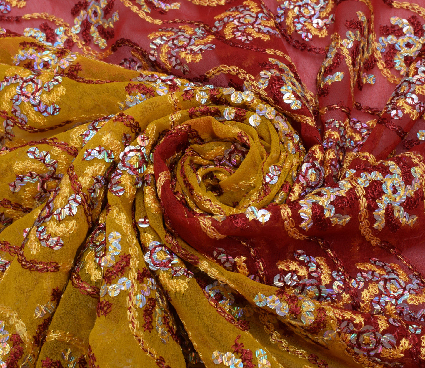 Sushila Vintage Indian Dupatta Blend Georgette Silk Hand Beaded Long Stole Veil