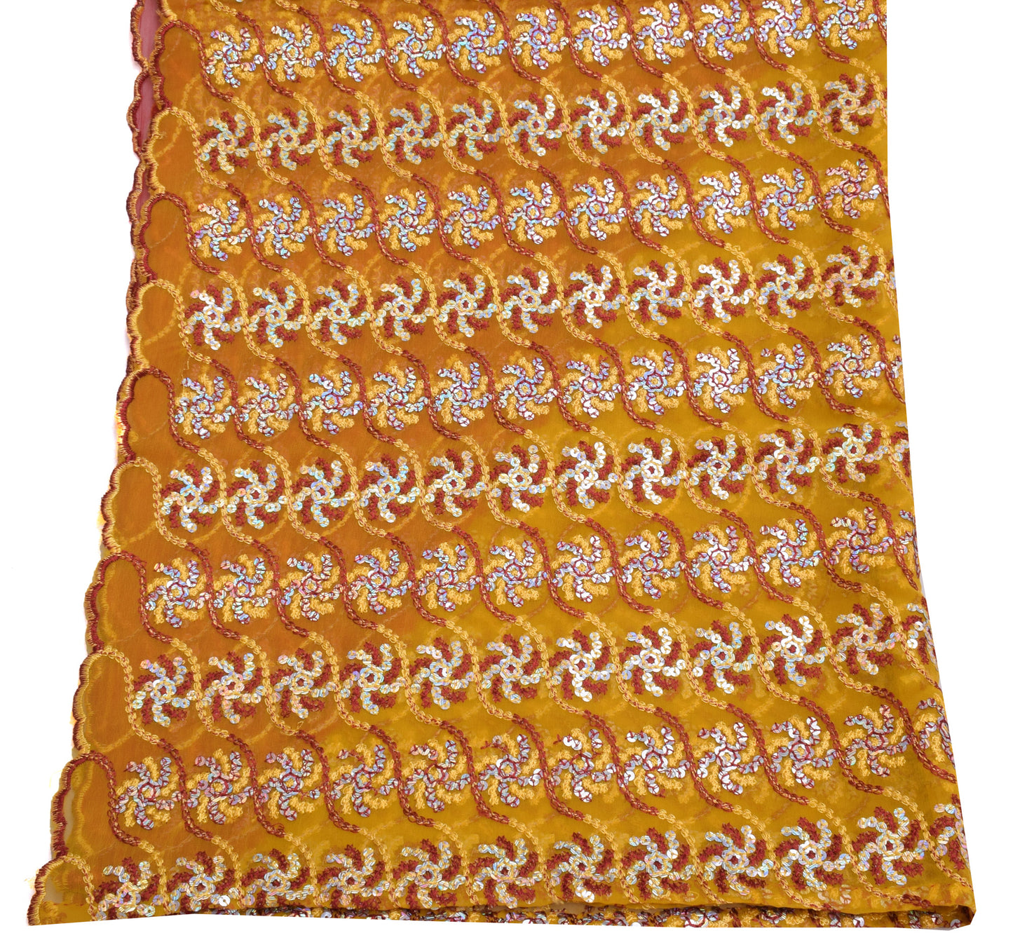 Sushila Vintage Indian Dupatta Blend Georgette Silk Hand Beaded Long Stole Veil