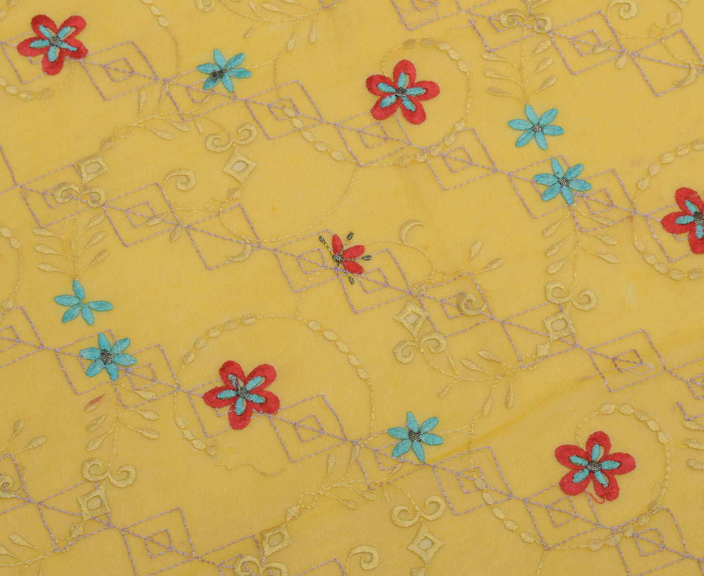 Sushila Vintage Yellow Dupatta Blend Georgette Silk Embroidered Long Stole Veil