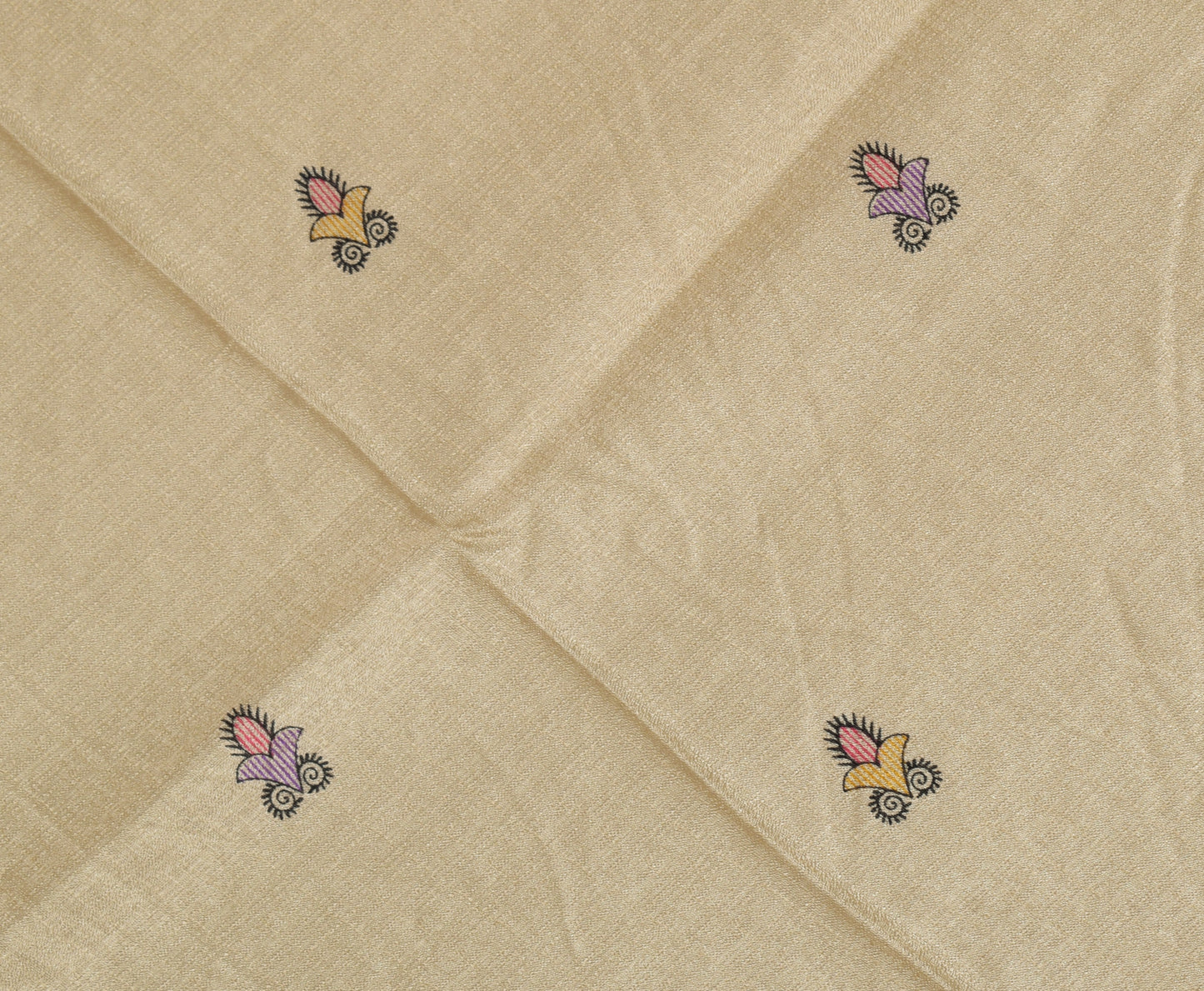 Sushila Vintage Light Brown Dupatta Blend Silk Madhubani Printed Long Stole Veil
