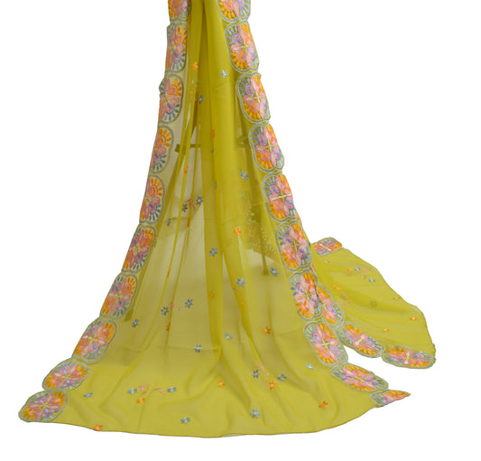 Sushila Vintage Green Dupatta Blend Georgette Silk Embroidered Long Stole Veil