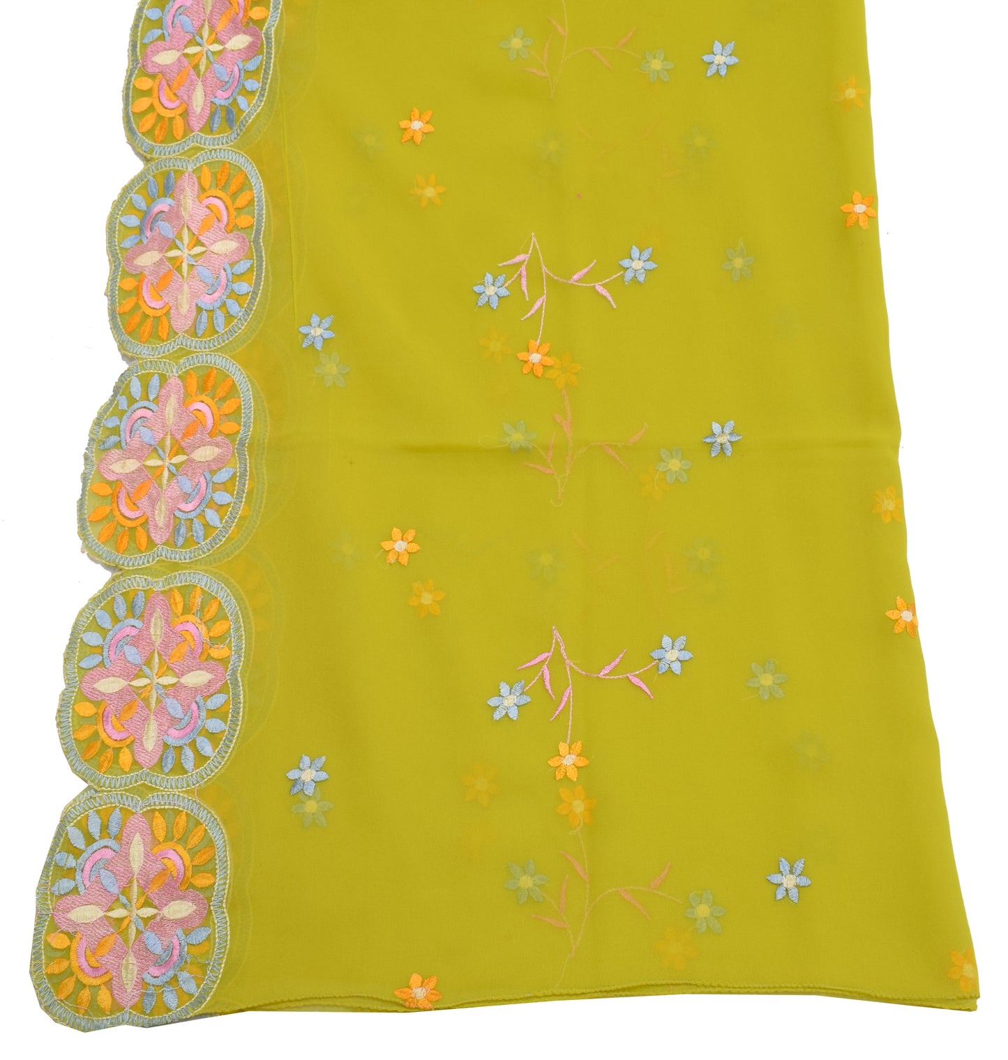 Sushila Vintage Green Dupatta Blend Georgette Silk Embroidered Long Stole Veil