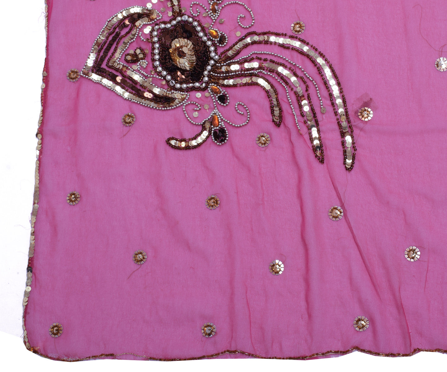 Sushila Vintage Indian Dupatta Blend Georgette Silk Embroidered Long Stole