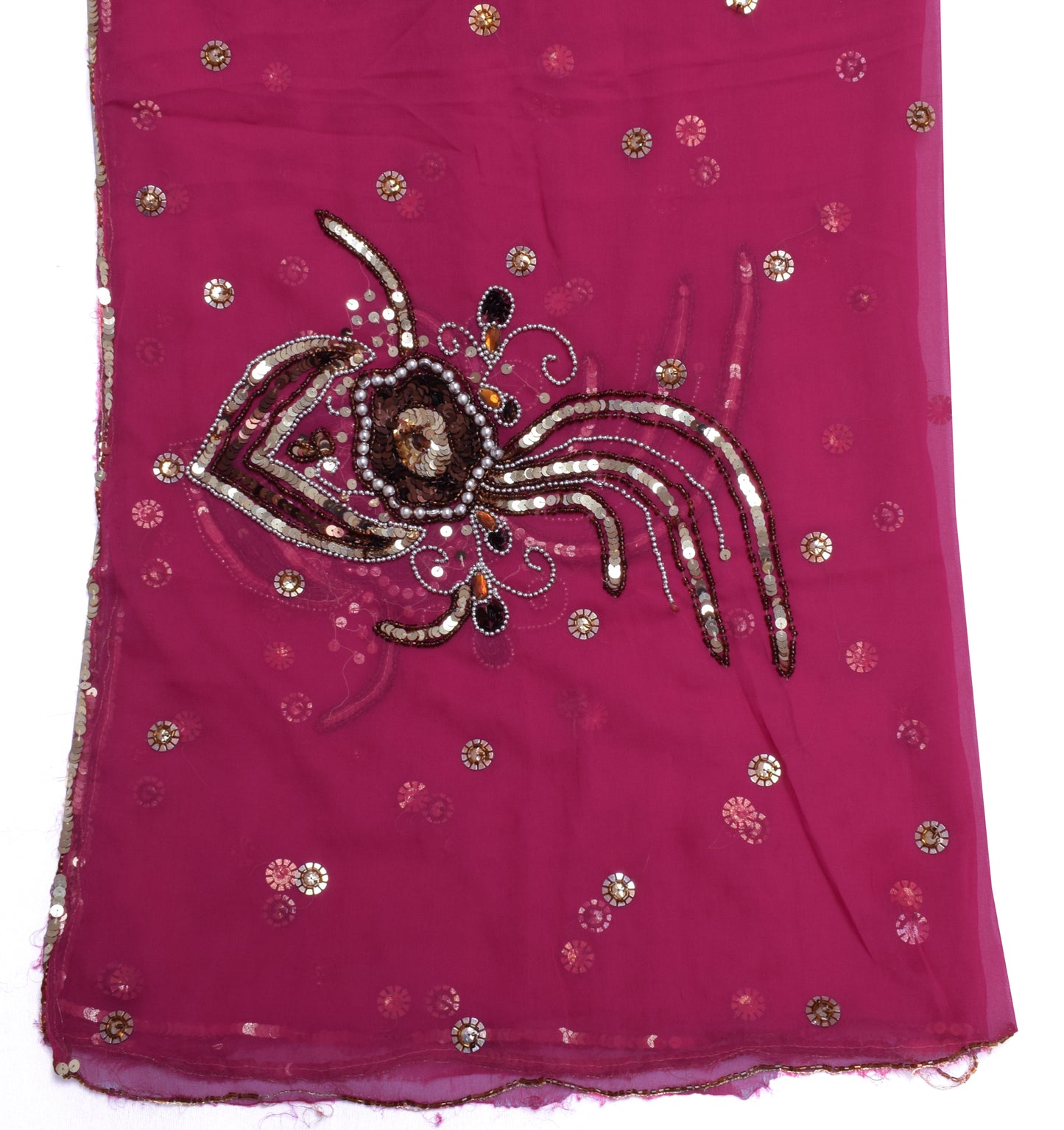 Sushila Vintage Indian Dupatta Blend Georgette Silk Embroidered Long Stole