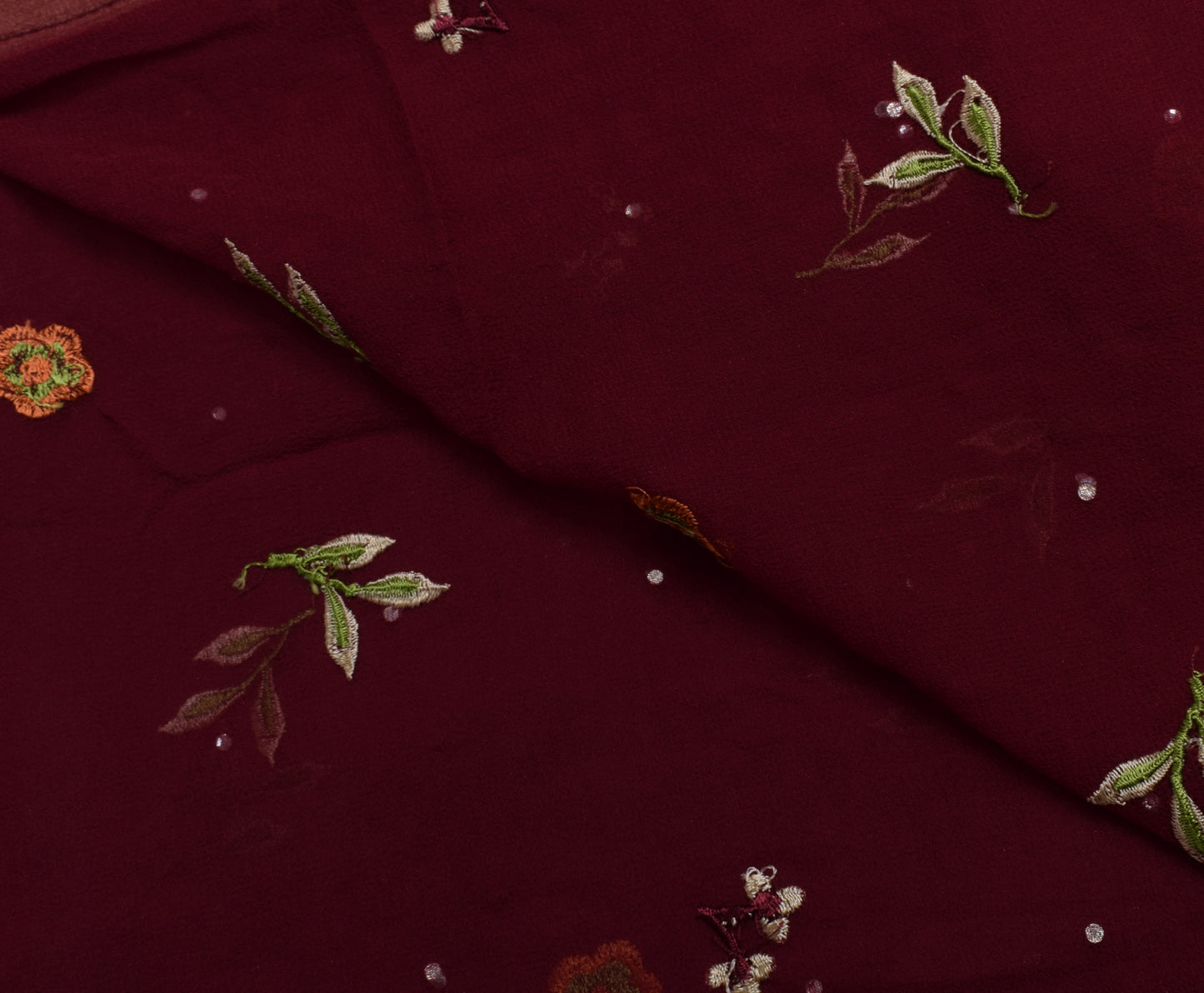 Sushila Vintage Maroon Dupatta Pure Georgette Silk Embroidered Long Stole Hijab